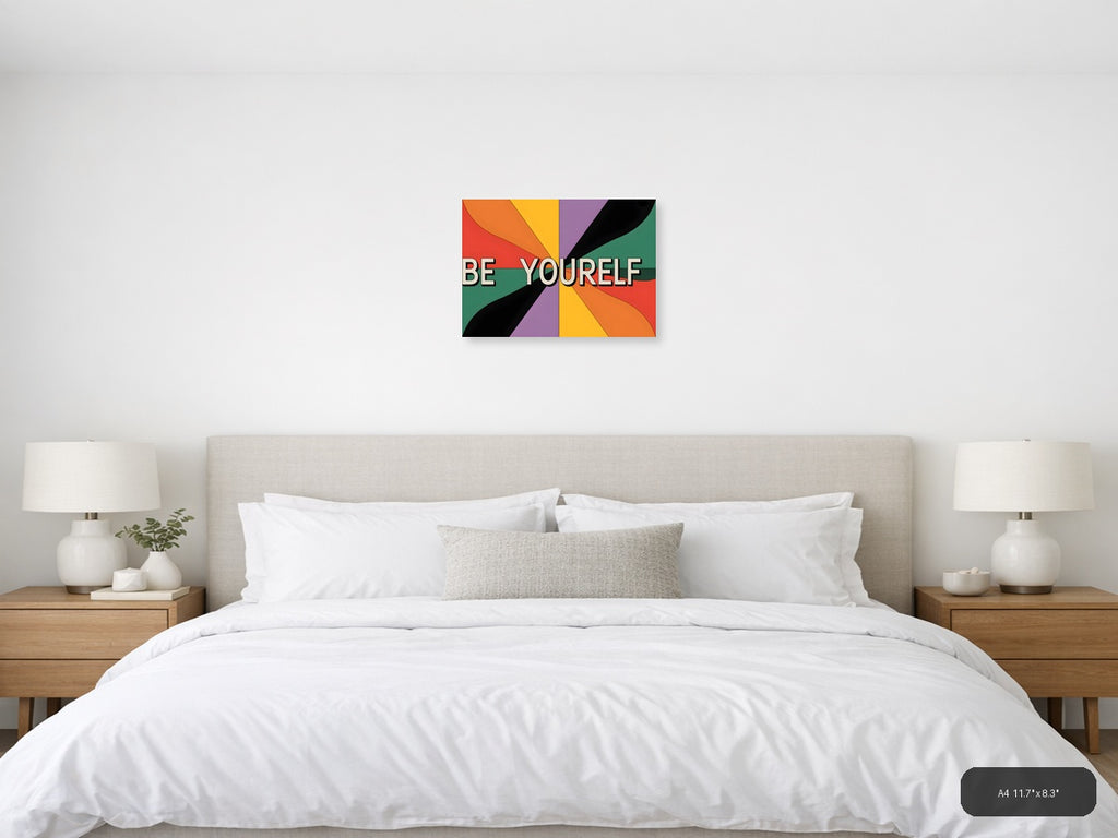 Be Yourself Retro Rainbow Burst Photography Wall Art — A4 / Bedroom