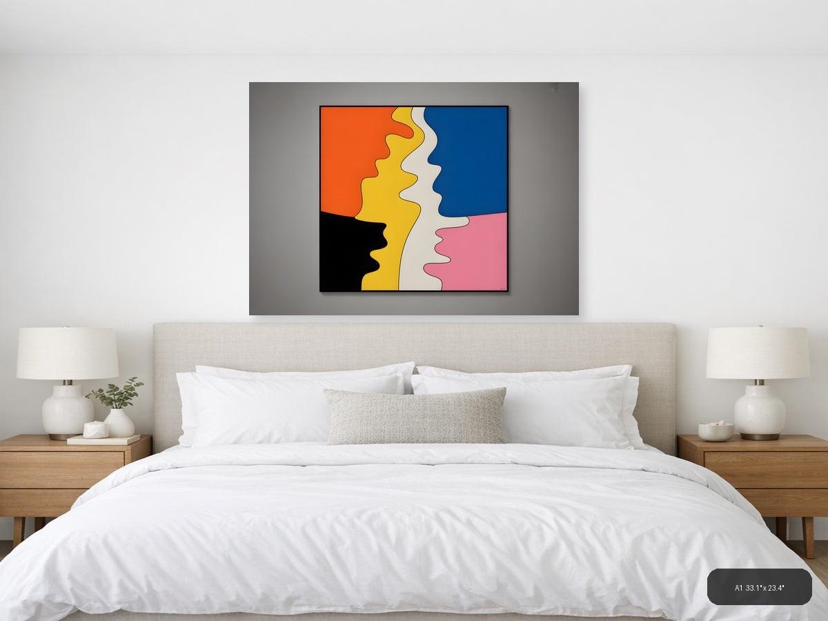 Colorful Pop Art Profile Faces Wall Art — A1 / Bedroom