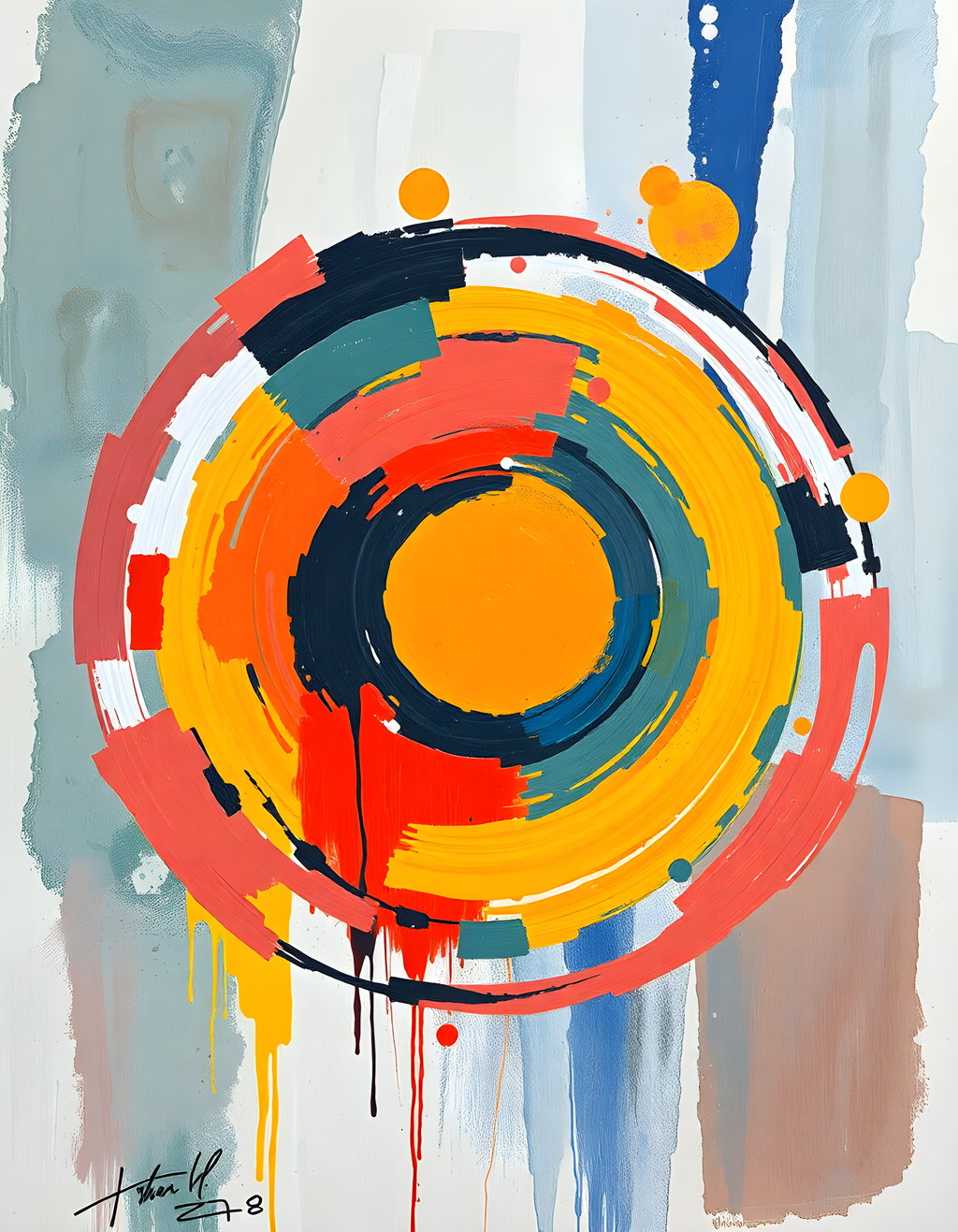 Vibrant Abstract Concentric Circles Modern Wall Art