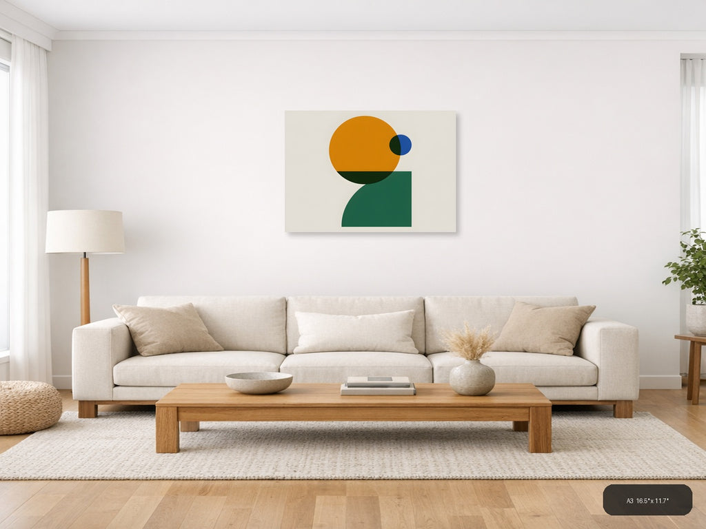 Minimalist Abstract Geometric Shapes Wall Art — A3 / Living Room