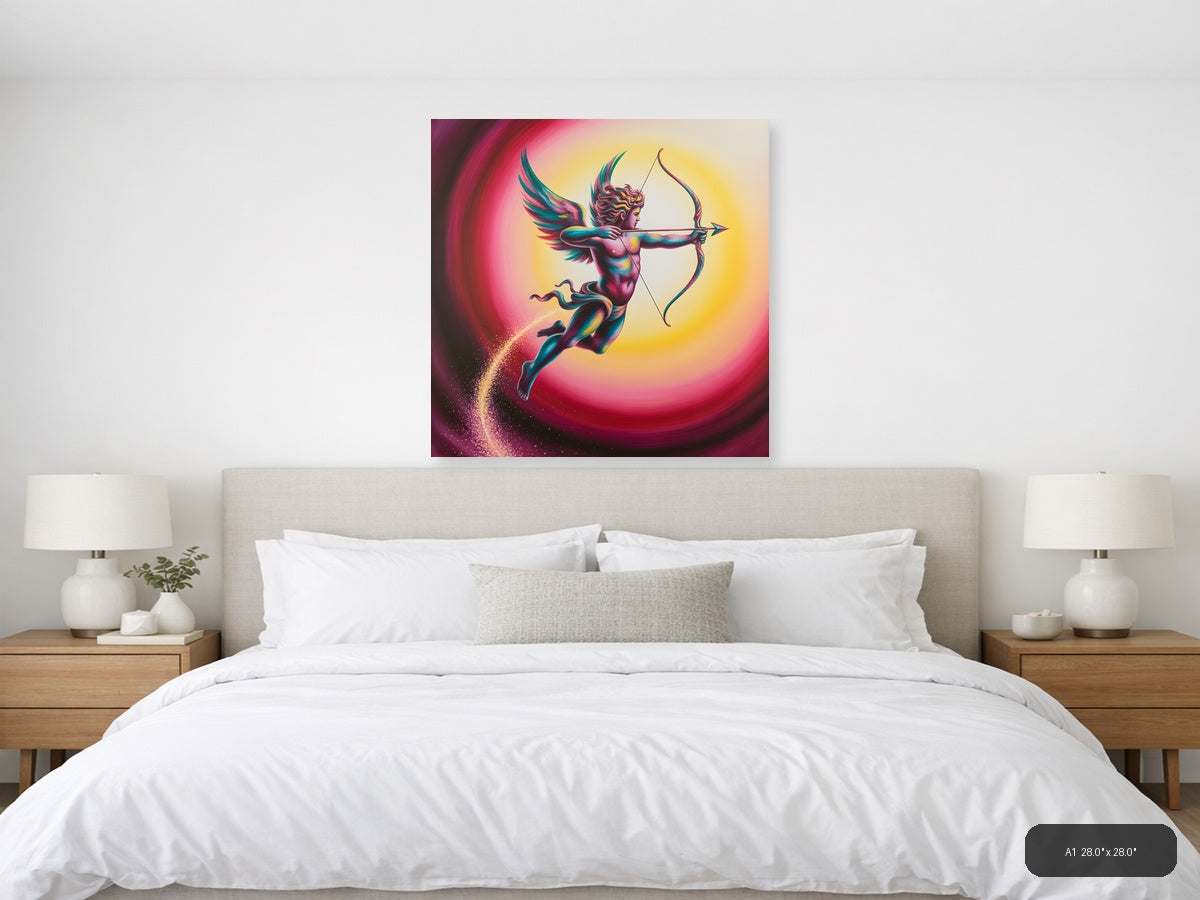 Colorful Cupid Angel with Bow Abstract Wall Art — A1 / Bedroom