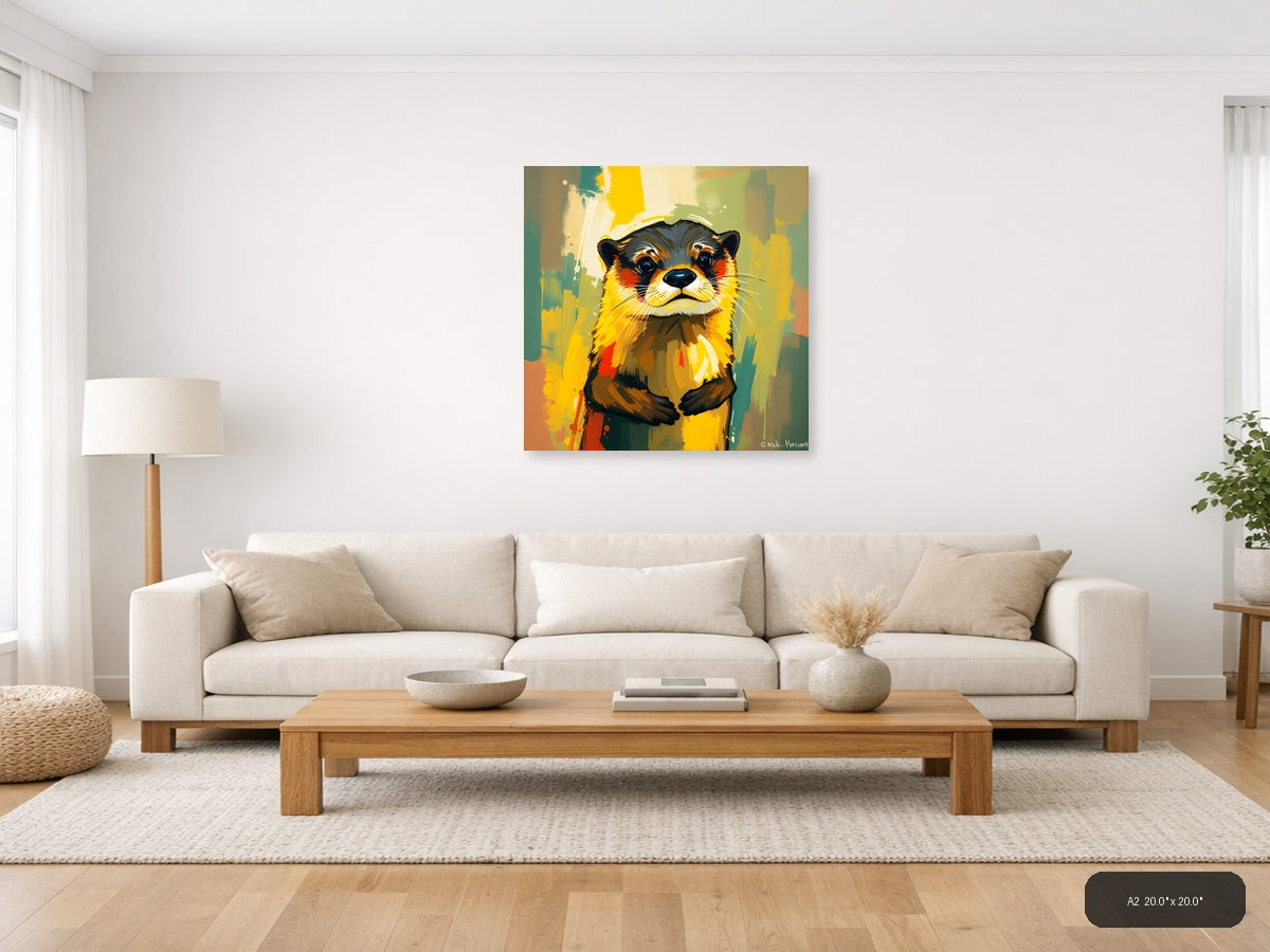 Colorful Otter Abstract Portrait Wall Art — A2 / Living Room