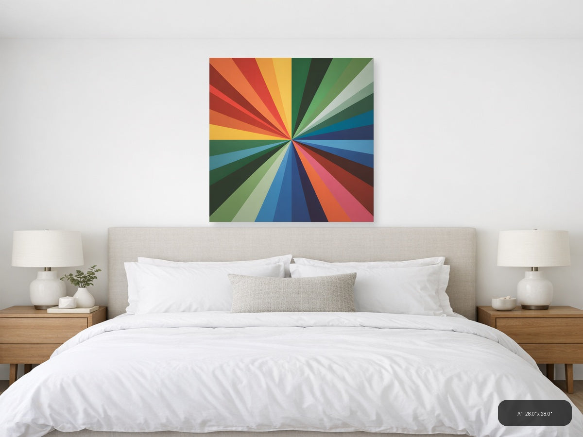 Colorful Radial Sunburst Rainbow Stripes Photography Wall Art — A1 / Bedroom