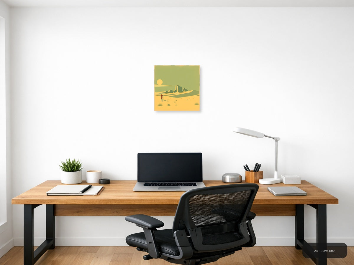 Vintage Desert Wanderer with Mesa - Retro Wall Art — A4 / Office