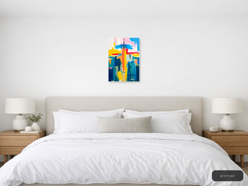 Abstract New York City Skyline Colorful Modern Wall Art — A3 / Bedroom
