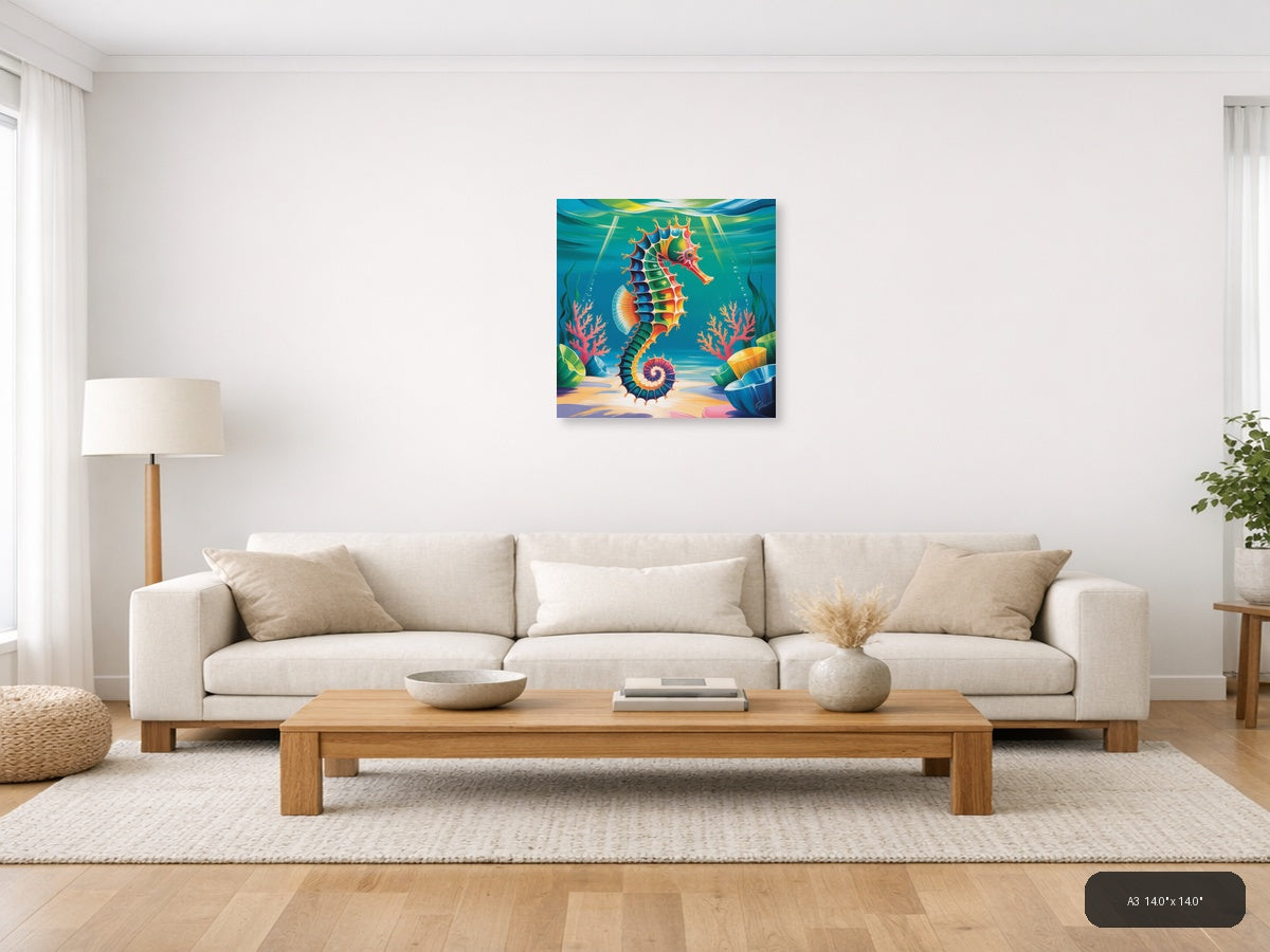 Seahorse — Abstract (Square) Canvas Print | Abstract Wall Art | A4 A3 A2 A1 — A3 / Living Room