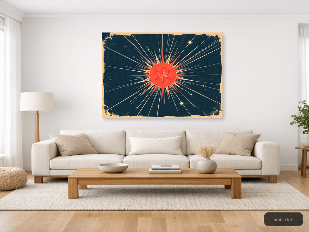 Vintage Radiant Star Burst Retro Wall Art — A1 / Living Room
