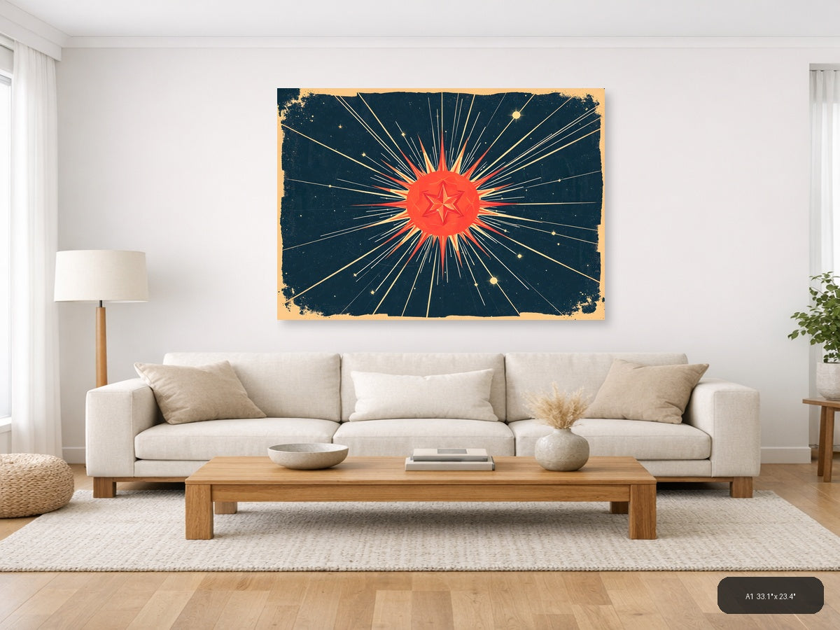 Vintage Radiant Star Burst Retro Wall Art — A1 / Living Room