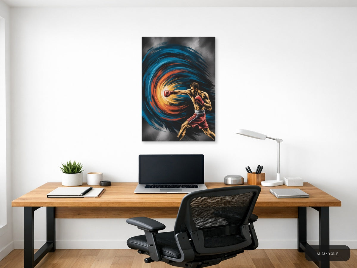 Abstract Boxer Dynamic Energy Swirl Portrait Wall Art — A1 / Office