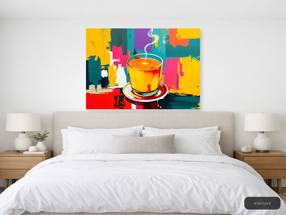 Vibrant Coffee Cup Abstract Pop Art Wall Art — A1 / Bedroom