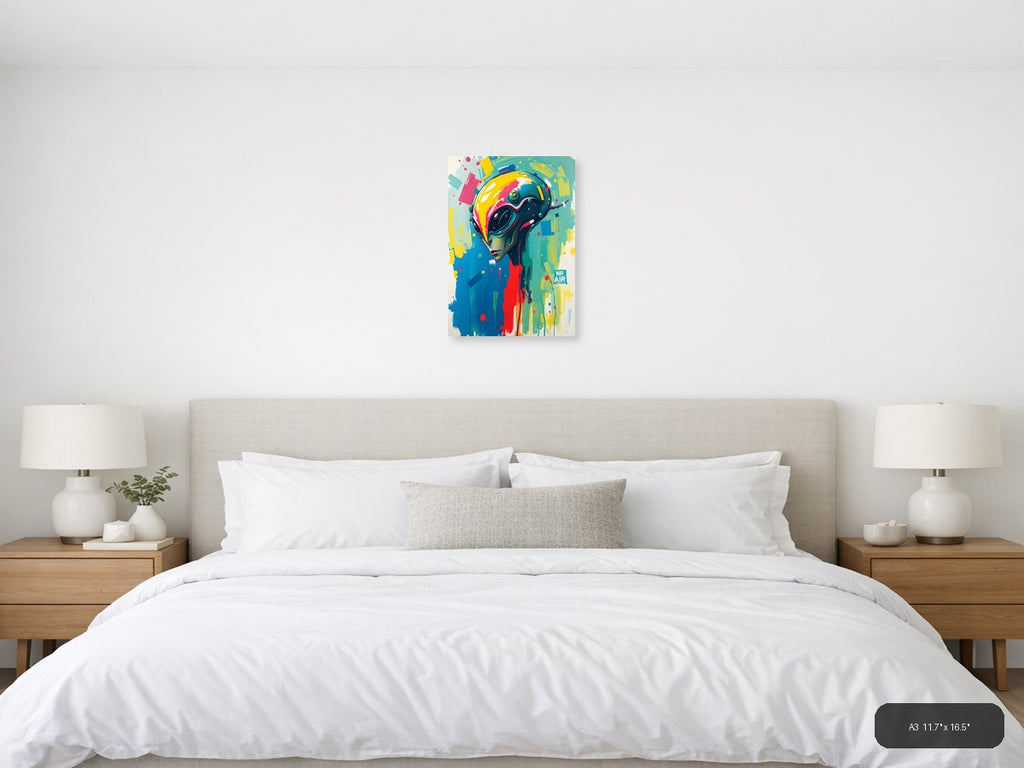 Colorful Abstract Robot Head Portrait Wall Art — A3 / Bedroom