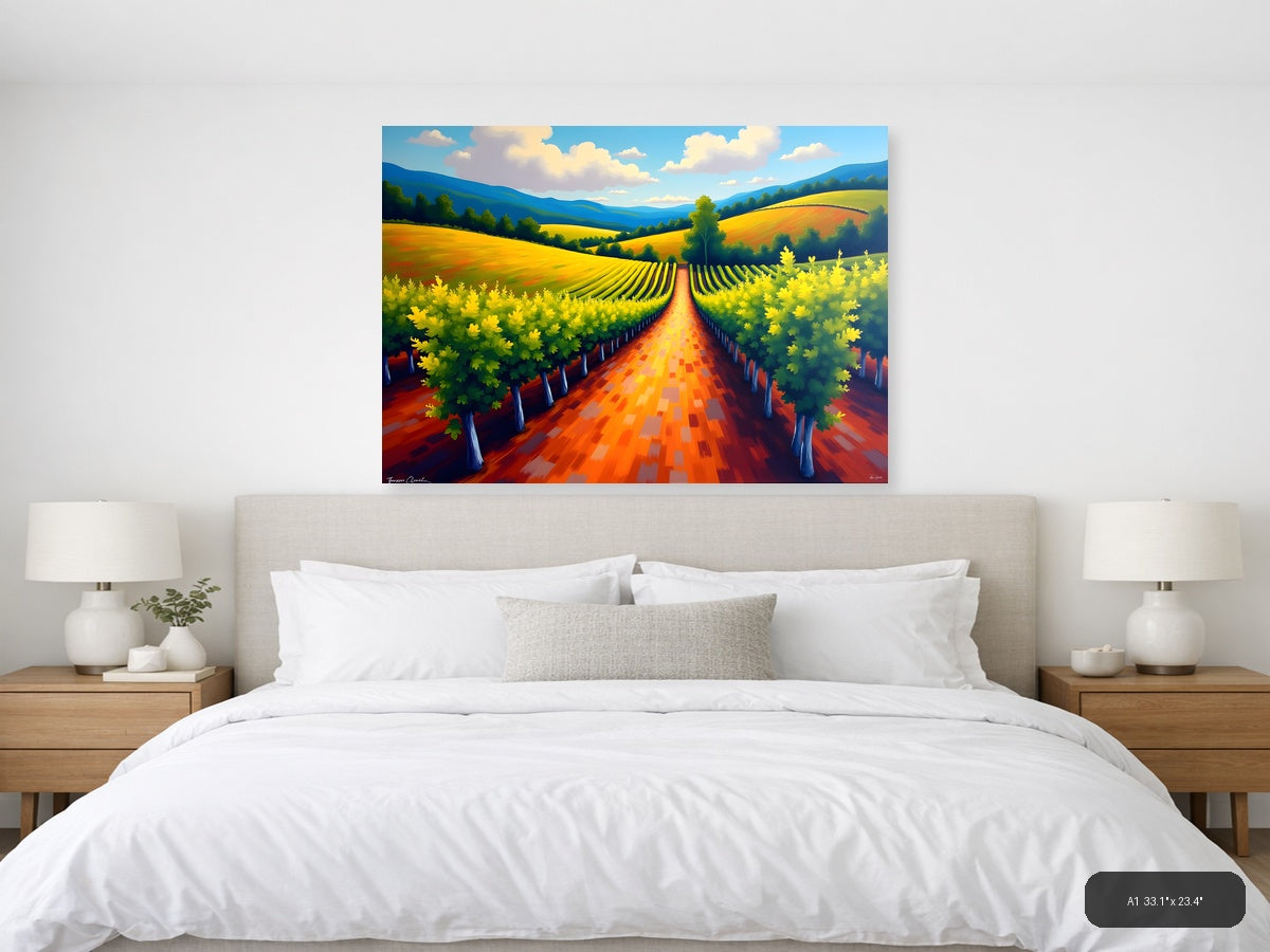 Vibrant Vineyard Landscape Abstract Wall Art — A1 / Bedroom