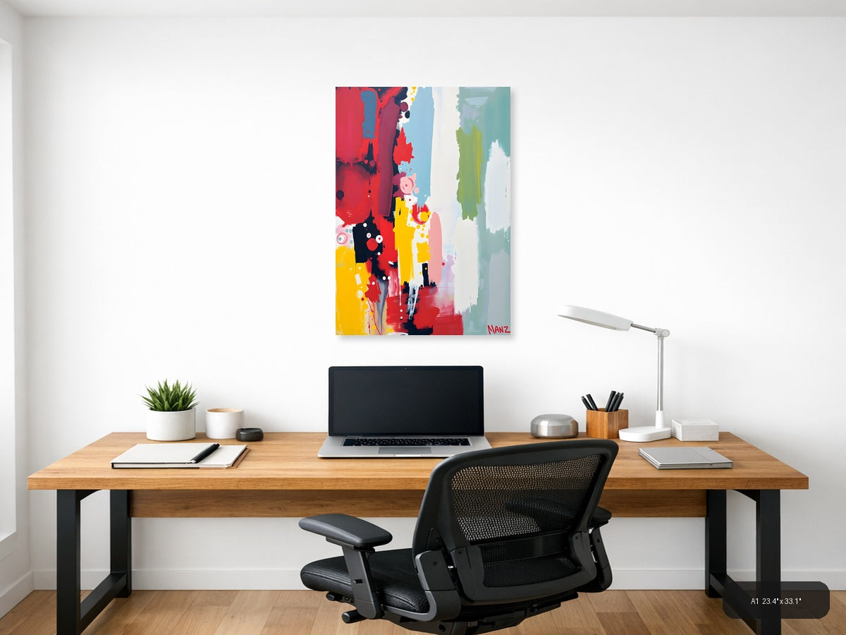 Vibrant Abstract Paint Splash Modern Wall Art — A1 / Office