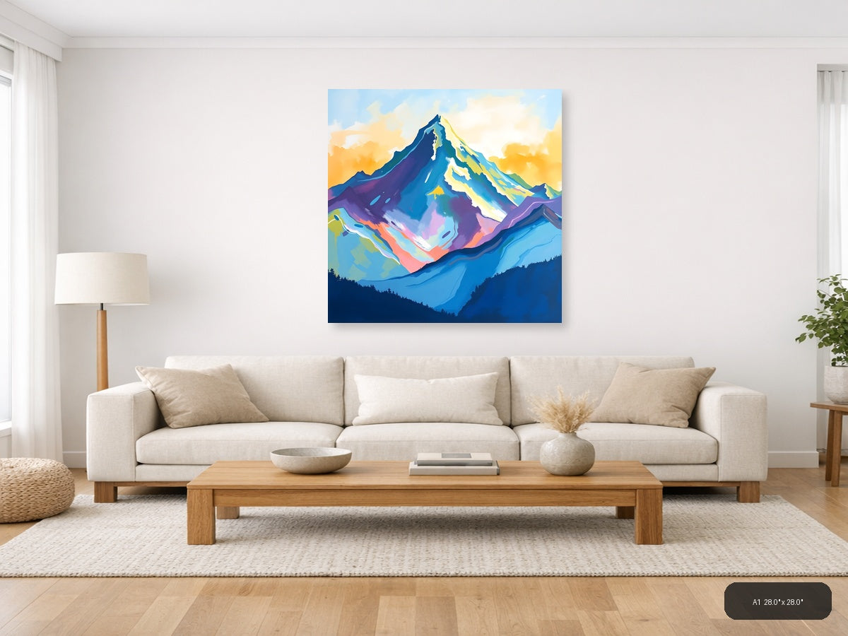 Colorful Abstract Mountain Peak Canvas Wall Art — A1 / Living Room