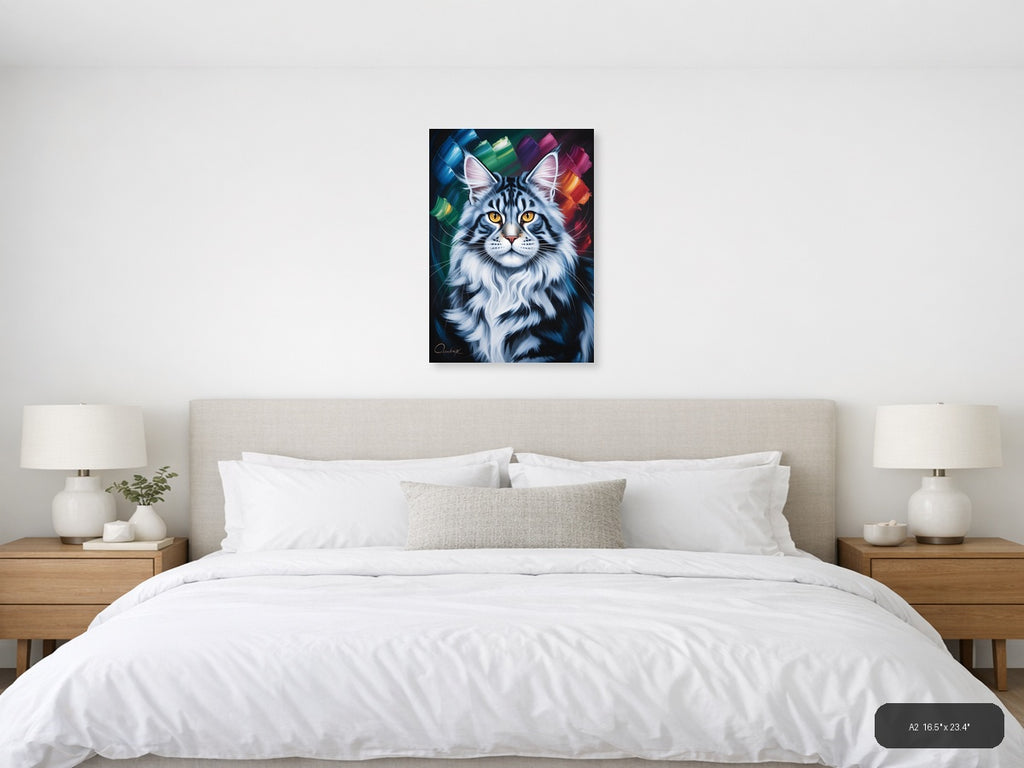 Abstract Colorful Tiger Portrait with Golden Eyes Wall Art — A2 / Bedroom