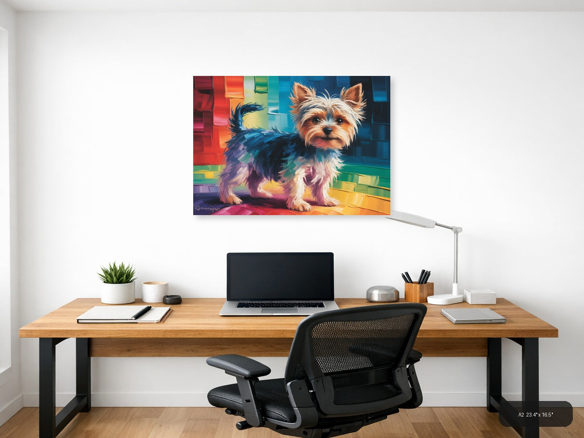 Colorful Abstract Yorkshire Terrier Portrait Wall Art — A2 / Office