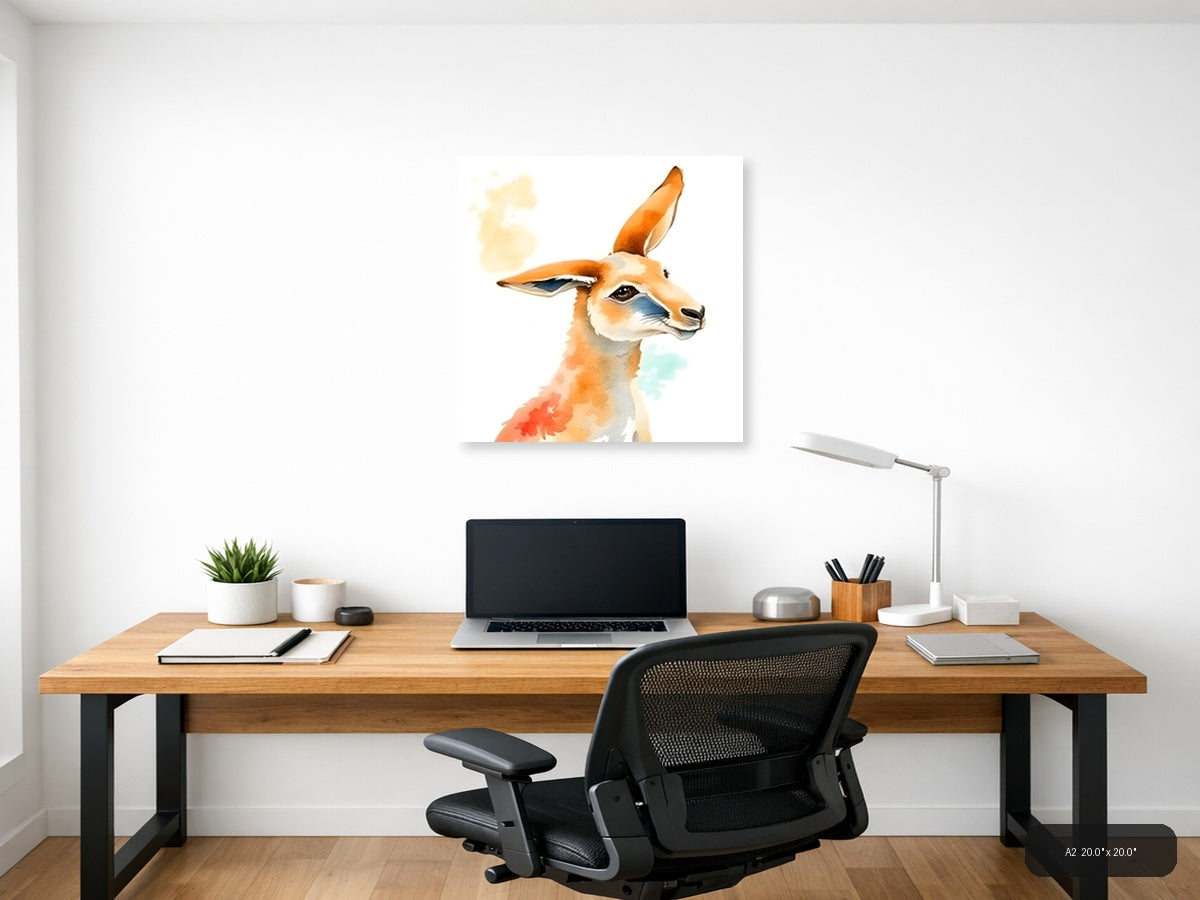 Watercolor Llama Portrait - Orange & White Wall Art — A2 / Office