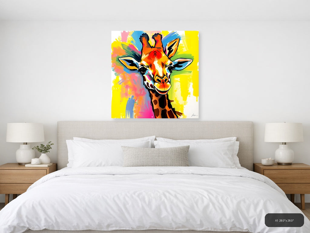 Colorful Abstract Giraffe Pop Art Wall Art — A1 / Bedroom