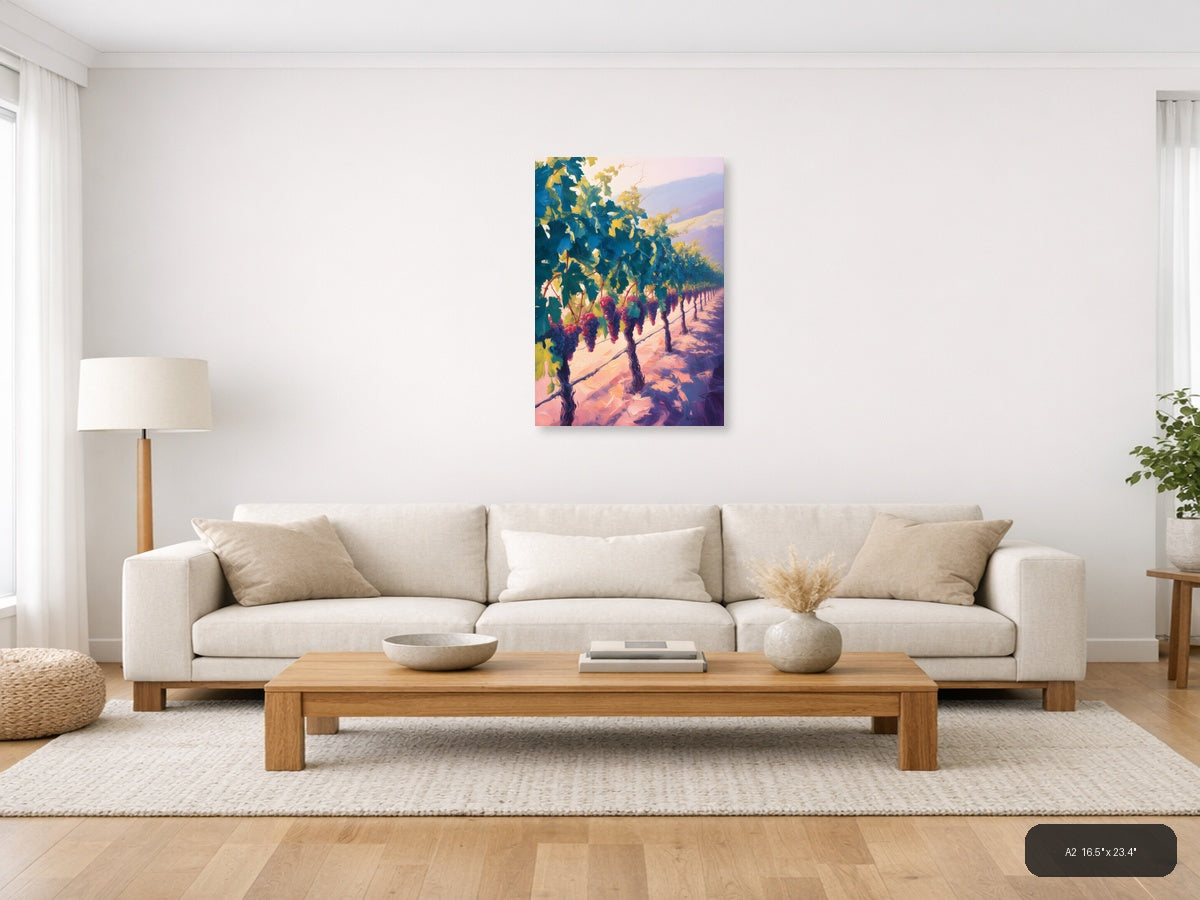 Vineyard Sunset Abstract Landscape Wall Art — A2 / Living Room