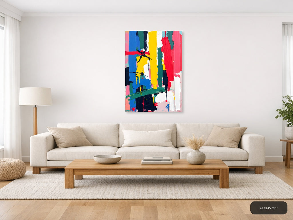 Vibrant Abstract Expressionist Portrait Wall Art — A1 / Living Room