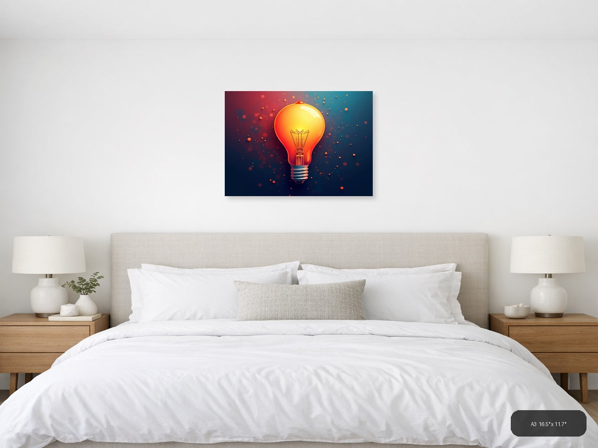 Glowing Light Bulb Abstract Modern Wall Art — A3 / Bedroom