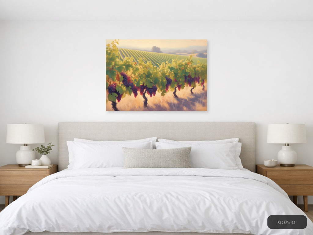 Golden Vineyard Harvest Abstract Landscape Wall Art — A2 / Bedroom