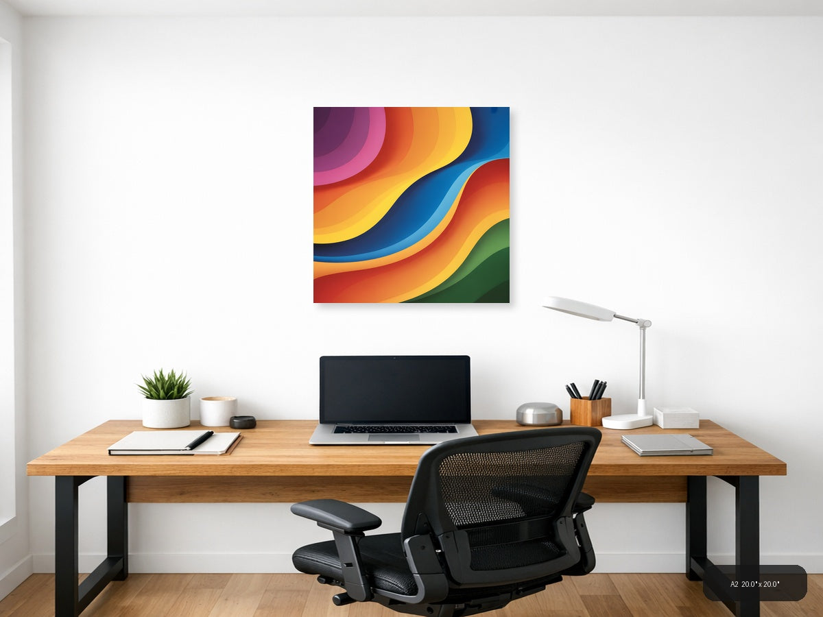 Colorful Abstract Layered Waves Photography Wall Art — A2 / Office