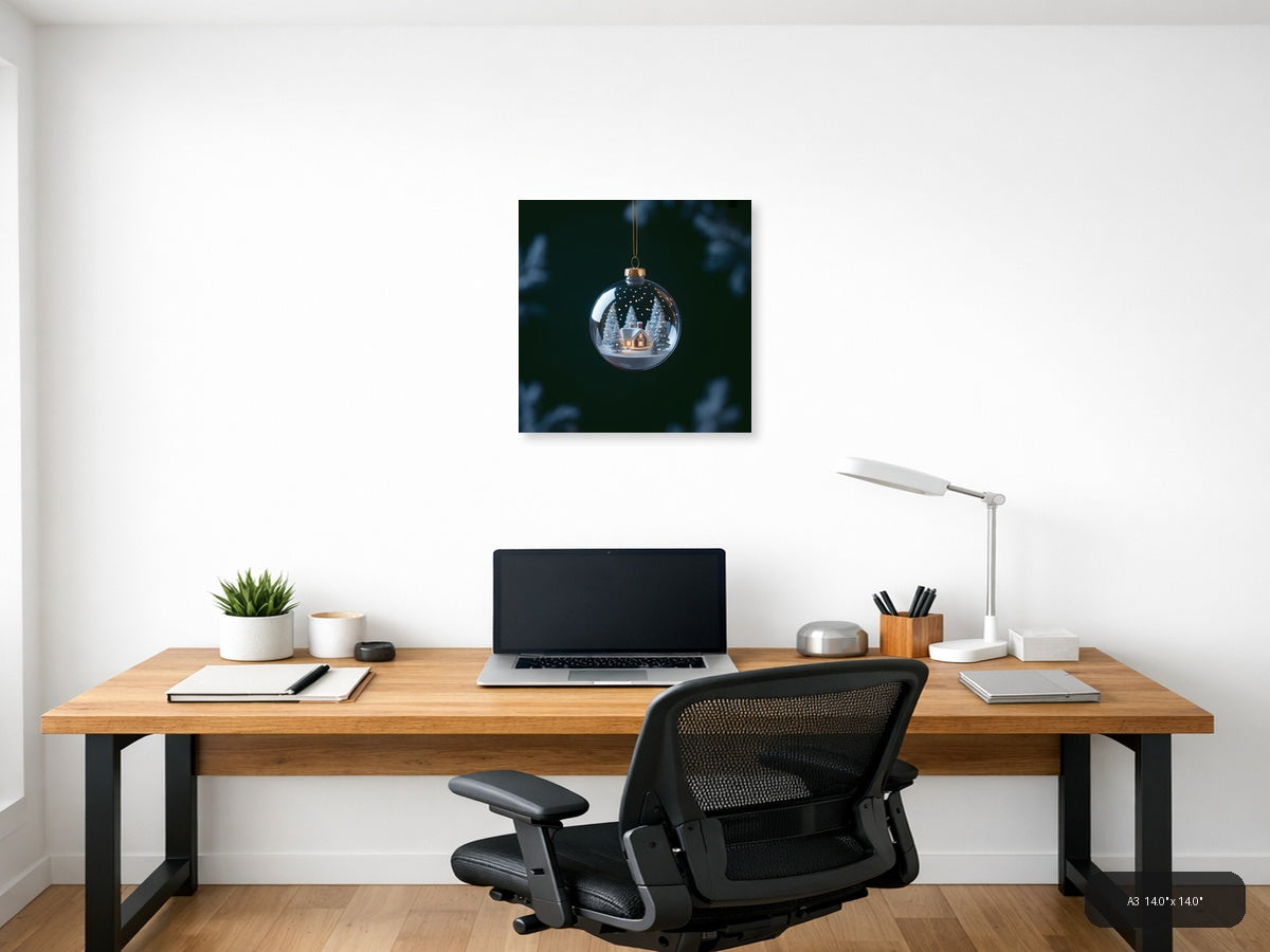 Winter Snow Globe House Photography Wall Art — A3 / Office