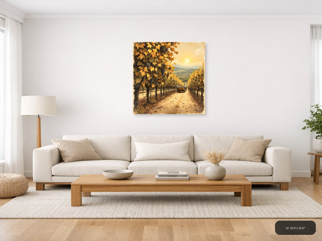 Autumn Vineyard Harvest Vintage Wall Art — A2 / Living Room
