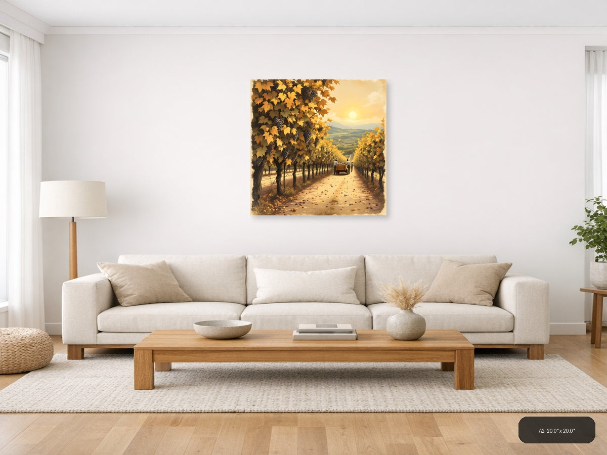 Autumn Vineyard Harvest Vintage Wall Art — A2 / Living Room