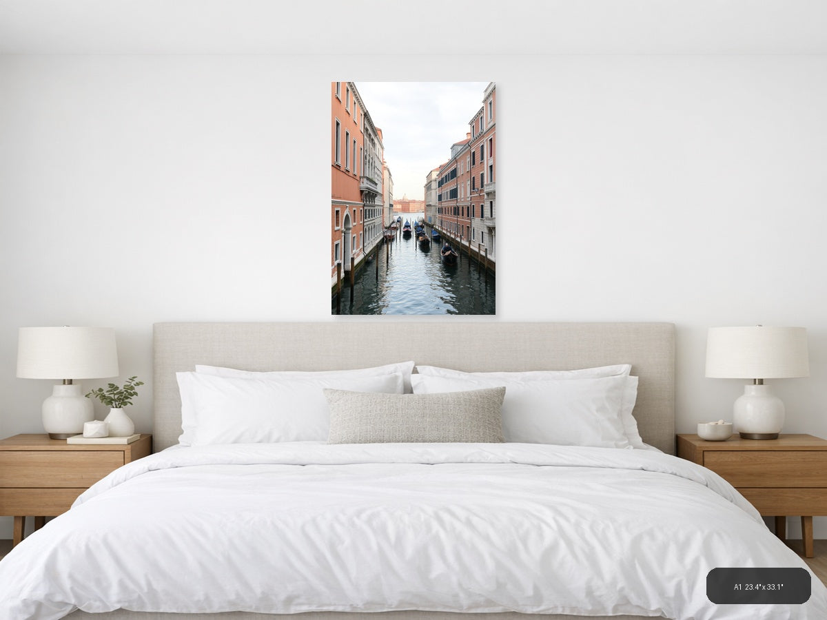 Venice Canal Gondolas & Architecture | Minimalist Travel Wall Art — A1 (Bedroom)