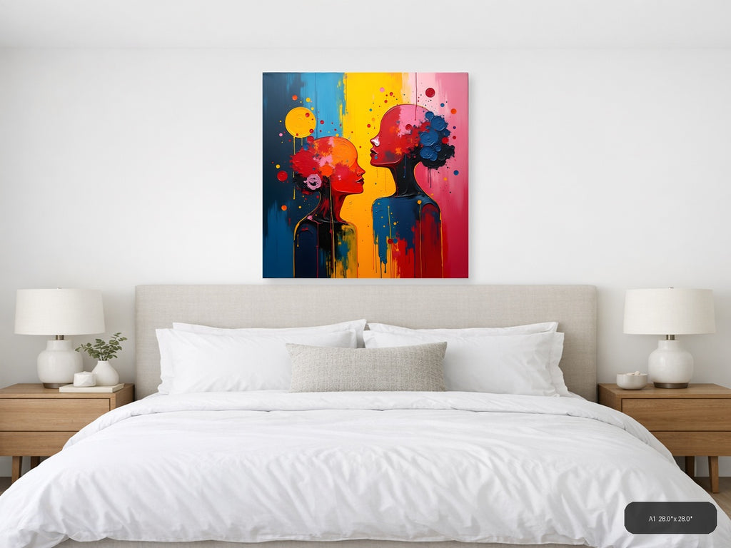 Colorful Abstract Silhouettes Communication Wall Art — A1 / Bedroom