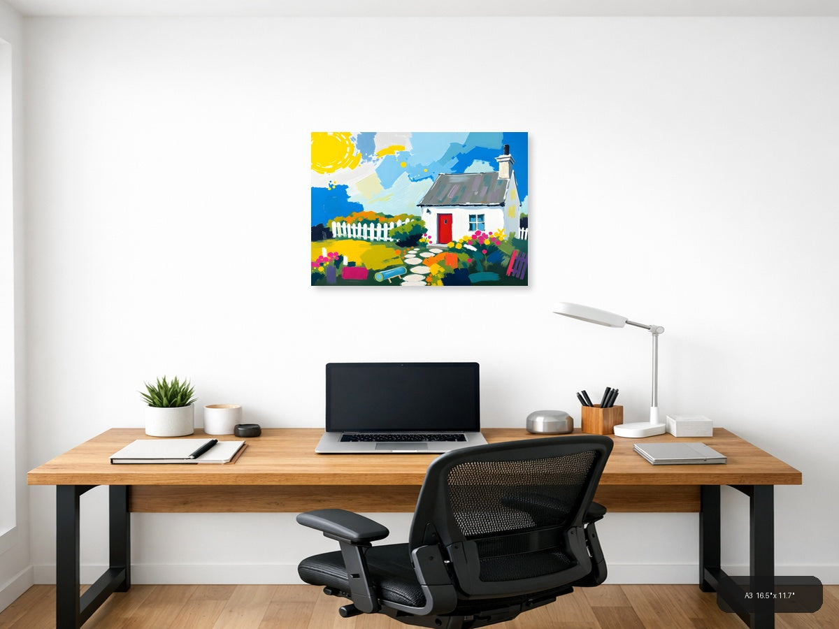 Colorful Cottage Garden Abstract Landscape Wall Art — A3 / Office