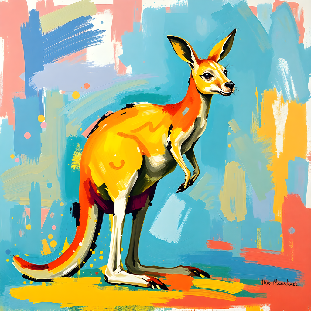 Colorful Abstract Kangaroo Pop Art Wall Art