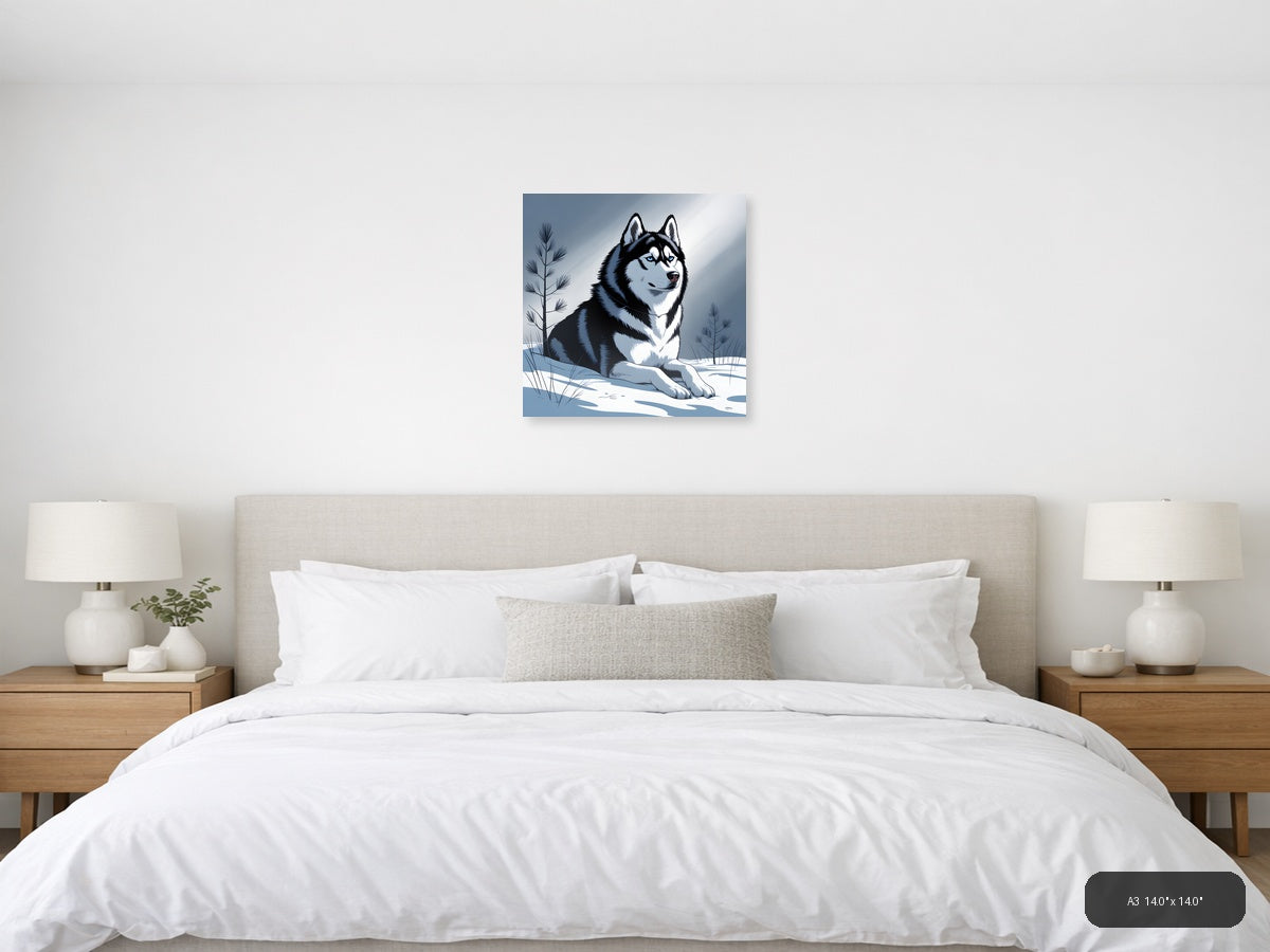 Husky in Snow Winter Landscape Photography Wall Art — A3 / Bedroom