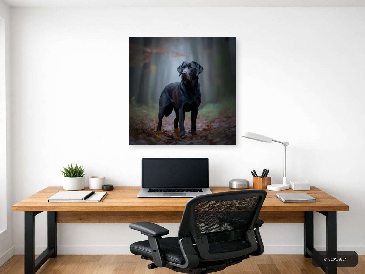 Black Labrador in Forest - Dog Photography Wall Art — A1 / Office