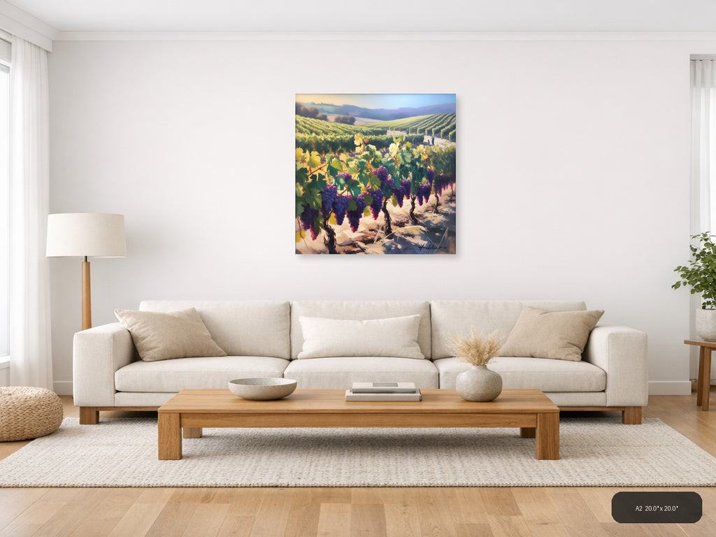 Purple Vineyard Landscape Abstract Wall Art — A2 / Living Room