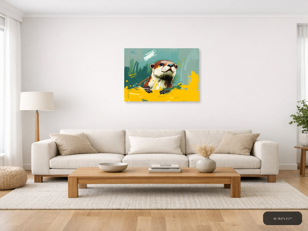 Colorful Otter Abstract Portrait Wall Art — A3 / Living Room