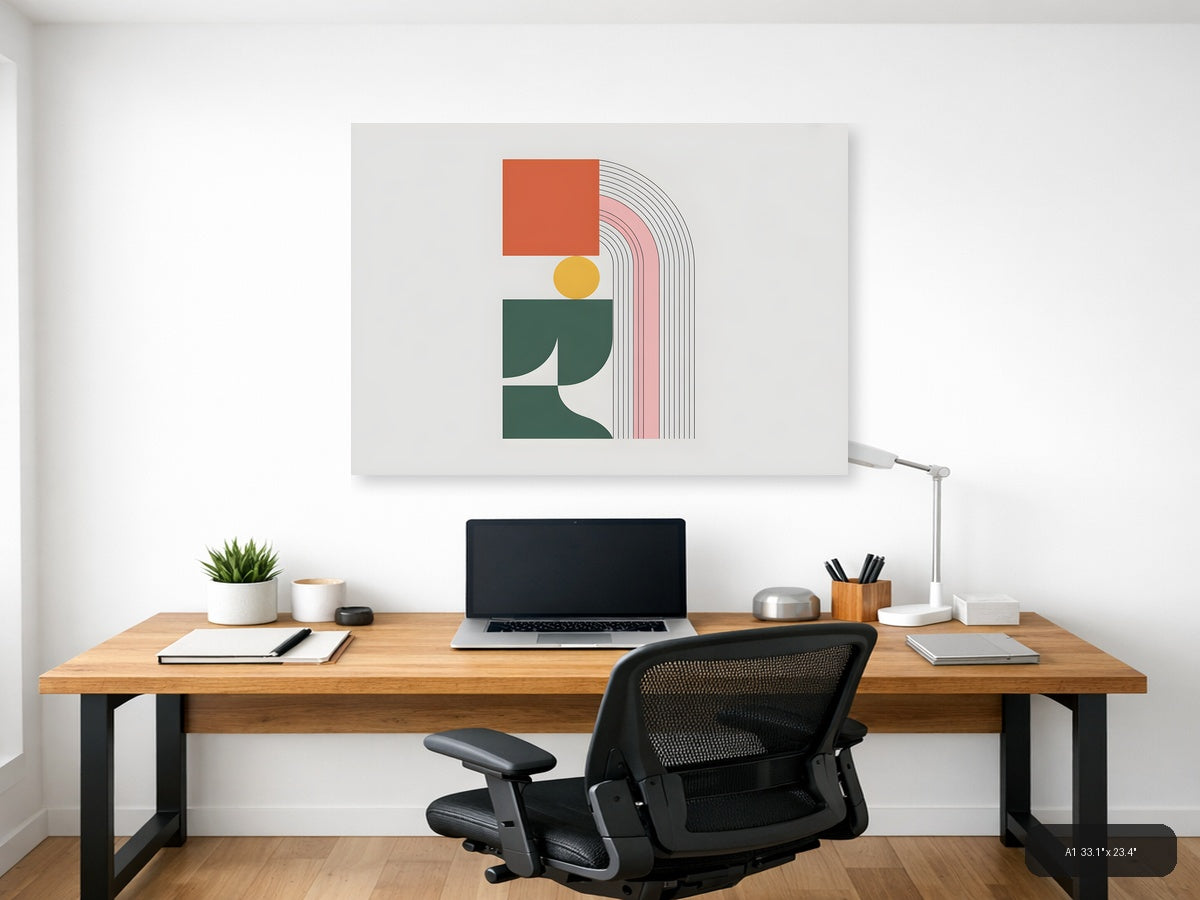 Minimalist Geometric Shapes & Arches Wall Art — A1 / Office