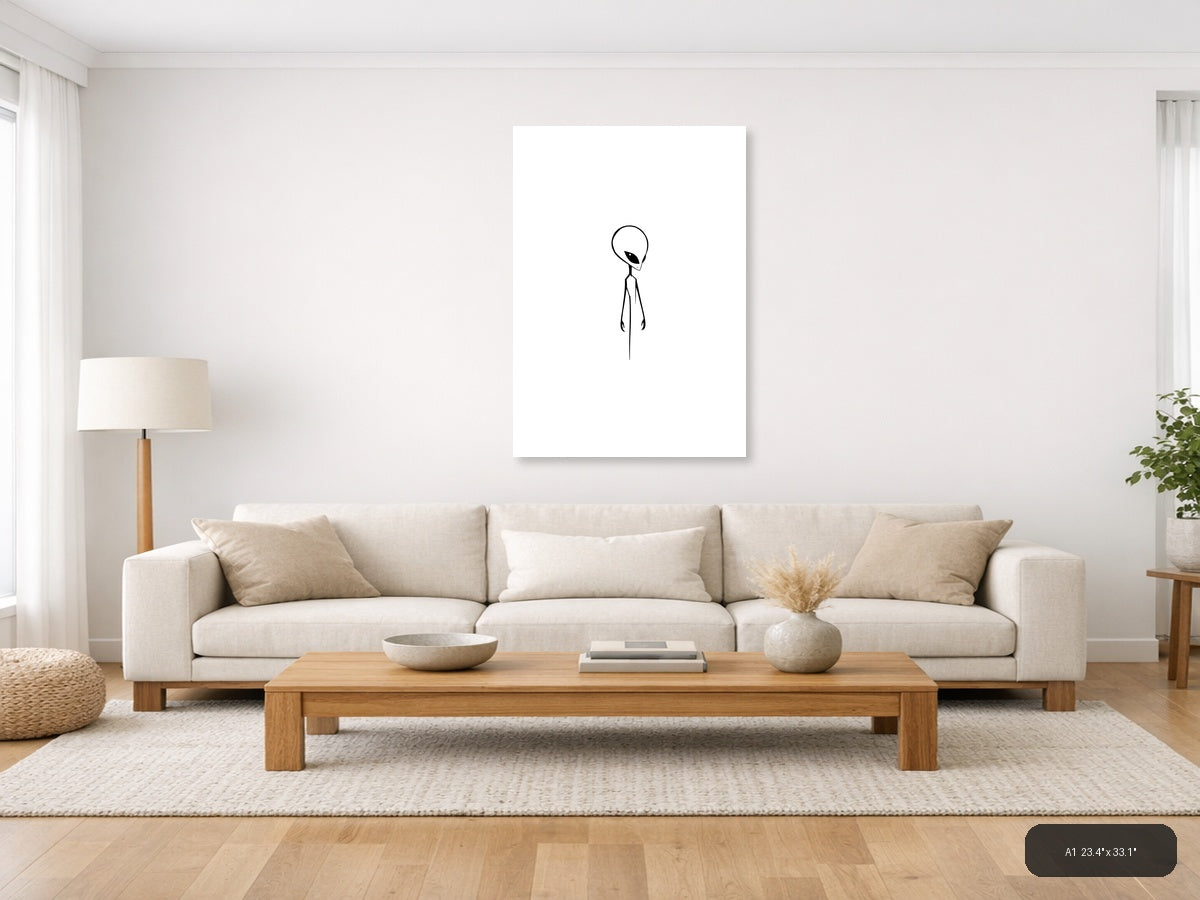 Minimalist Alien Figure Portrait Wall Art — A1 / Living Room