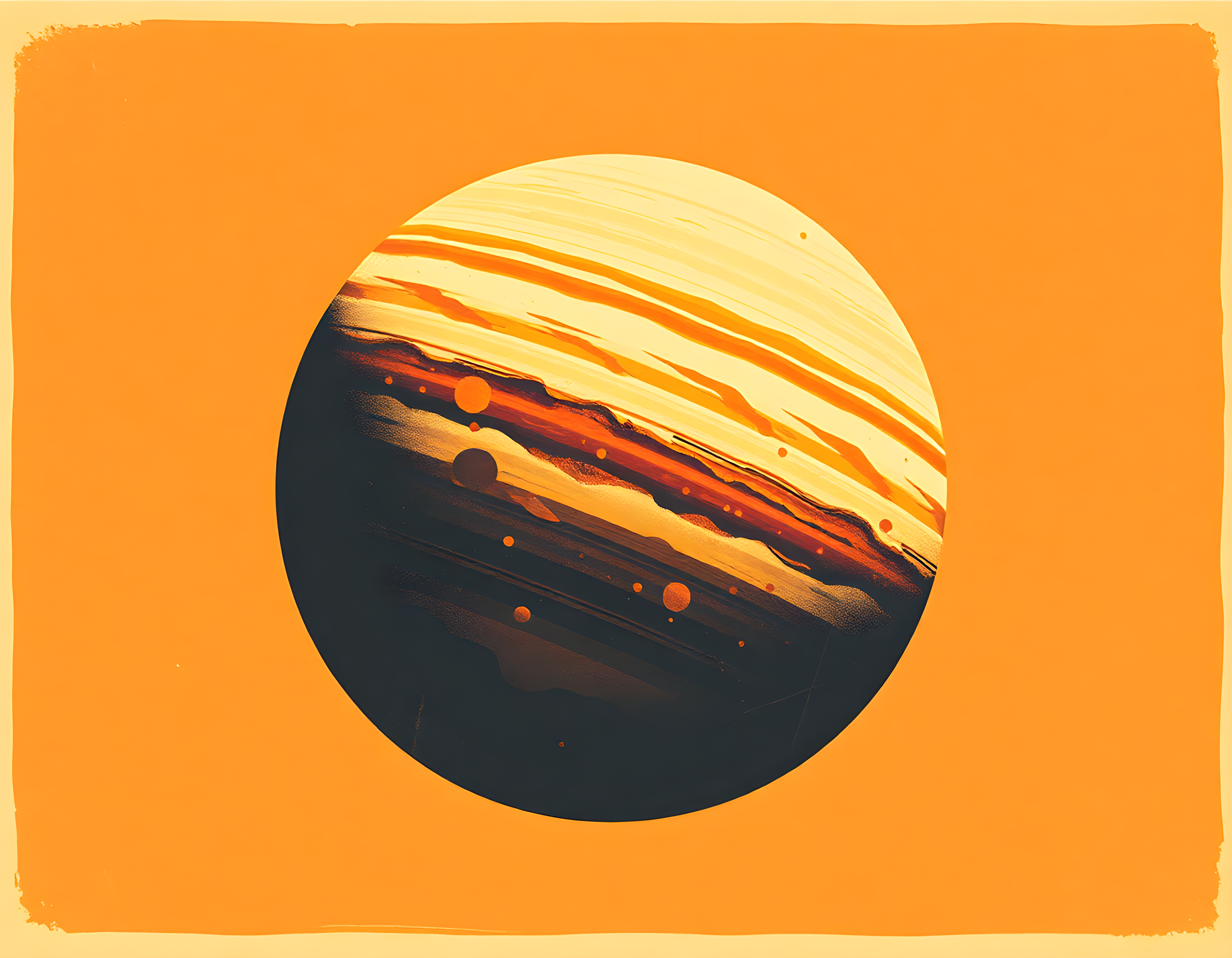 Vintage Jupiter Planet Orange Retro Space Wall Art