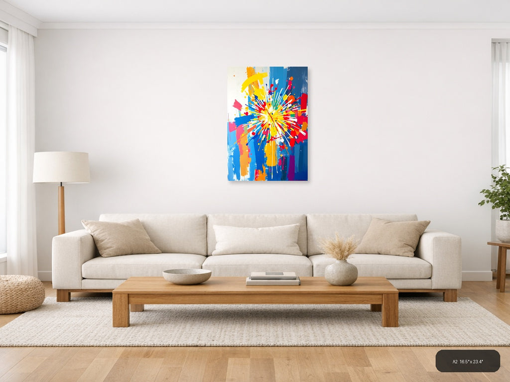 Vibrant Burst Abstract Explosion Colorful Wall Art — A2 / Living Room