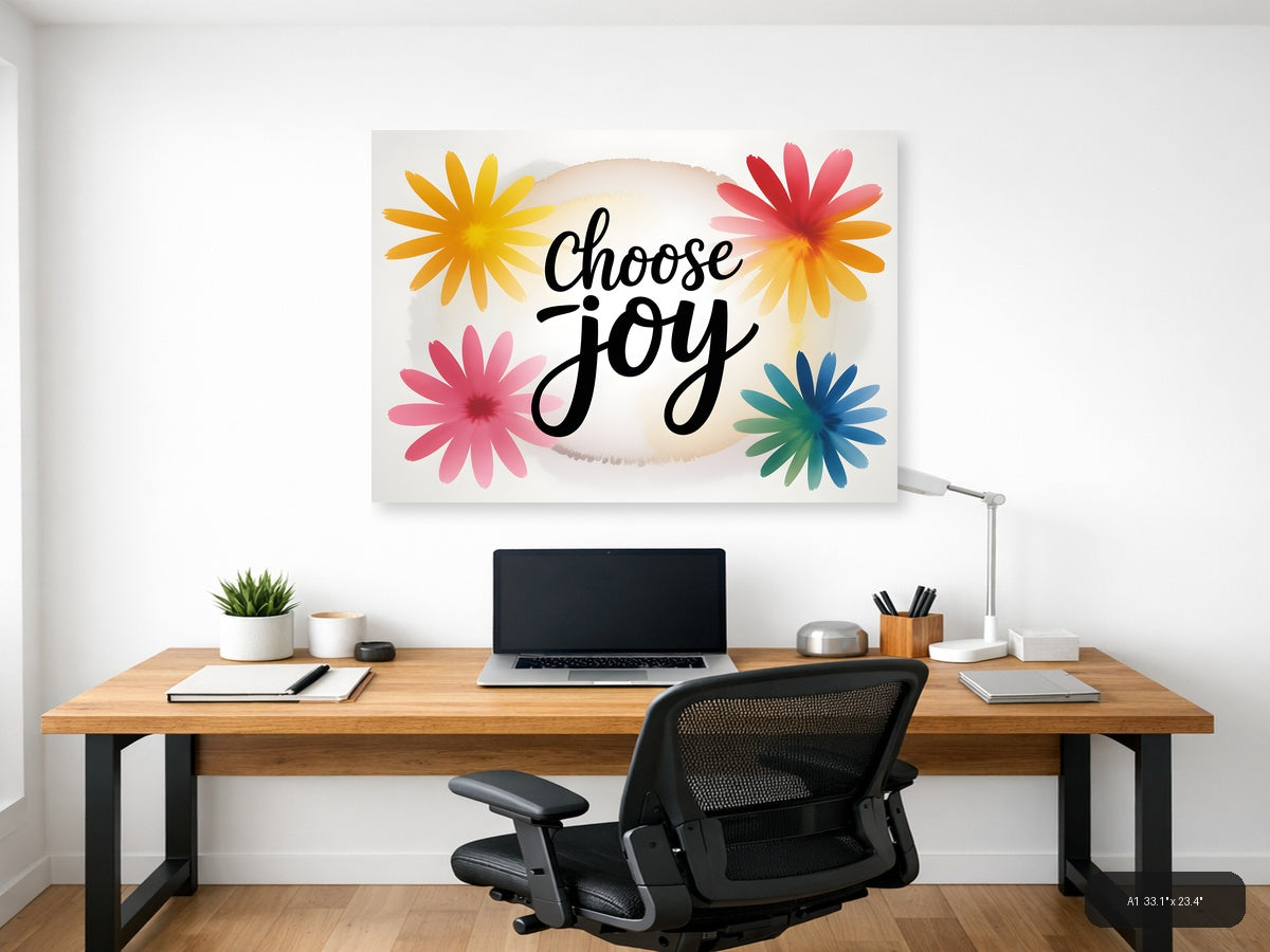 Choose Joy Watercolor Flowers Landscape Wall Art — A1 / Office
