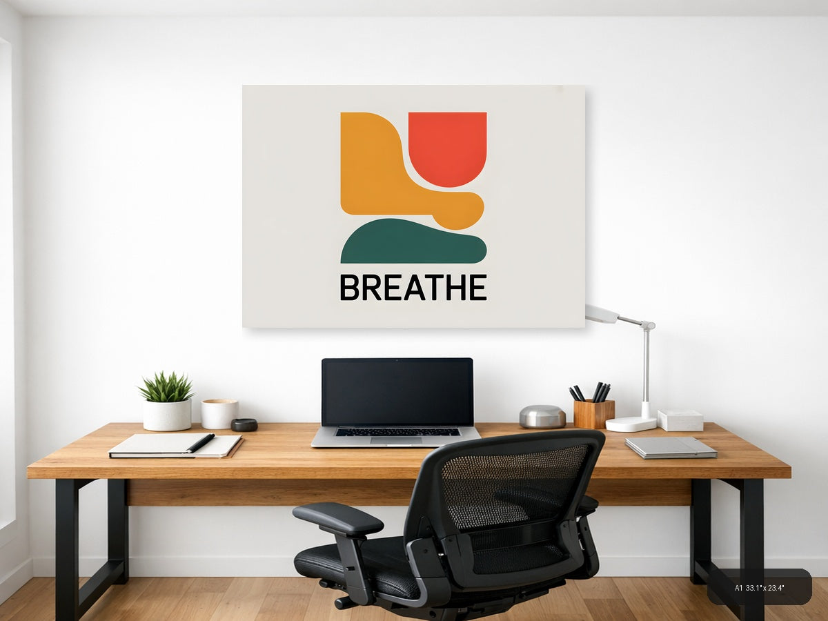 Minimalist Breathe Abstract Shapes Landscape Wall Art — A1 / Office