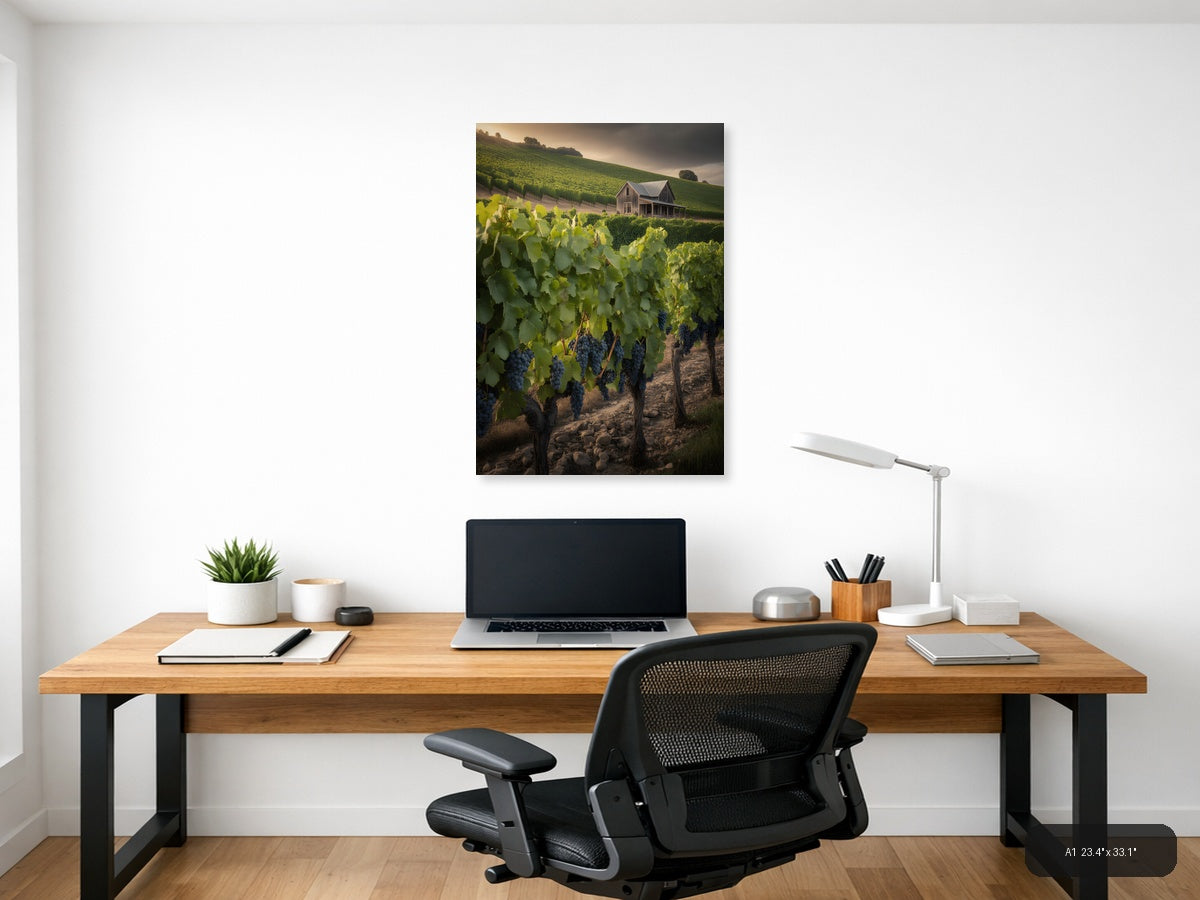 Vineyard Farmhouse at Sunset - Fine Art Photography Wall Art — A1 / Office