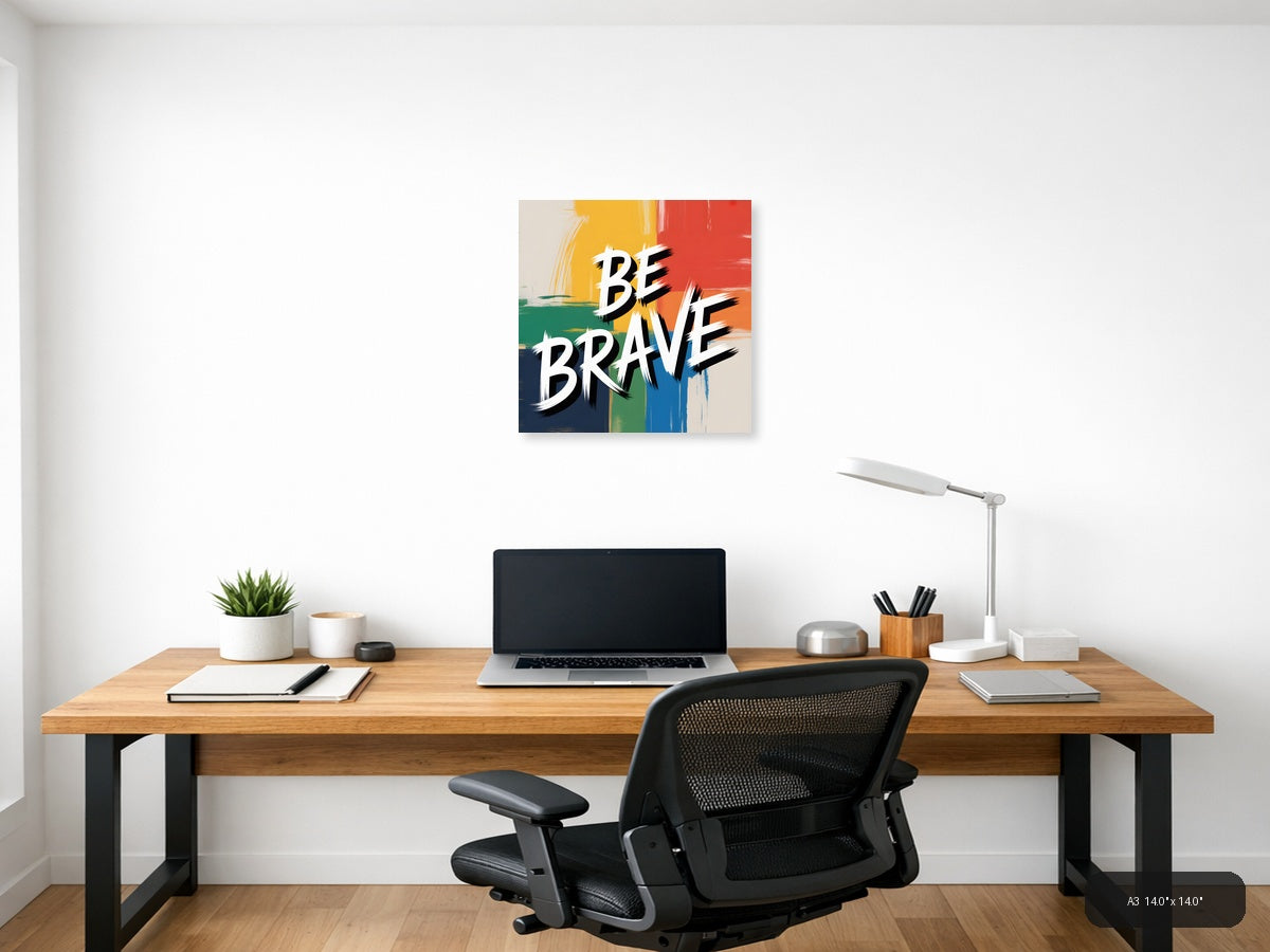 Be Brave Abstract Colorblock Canvas Wall Art — A3 / Office
