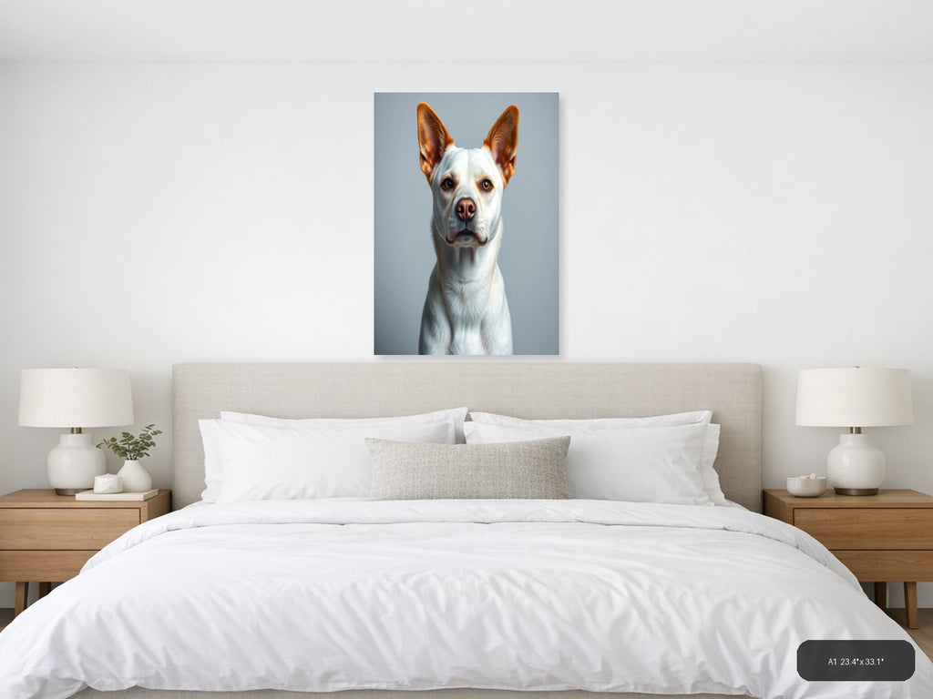 White & Brown Chihuahua Portrait Photography Wall Art — A1 / Bedroom
