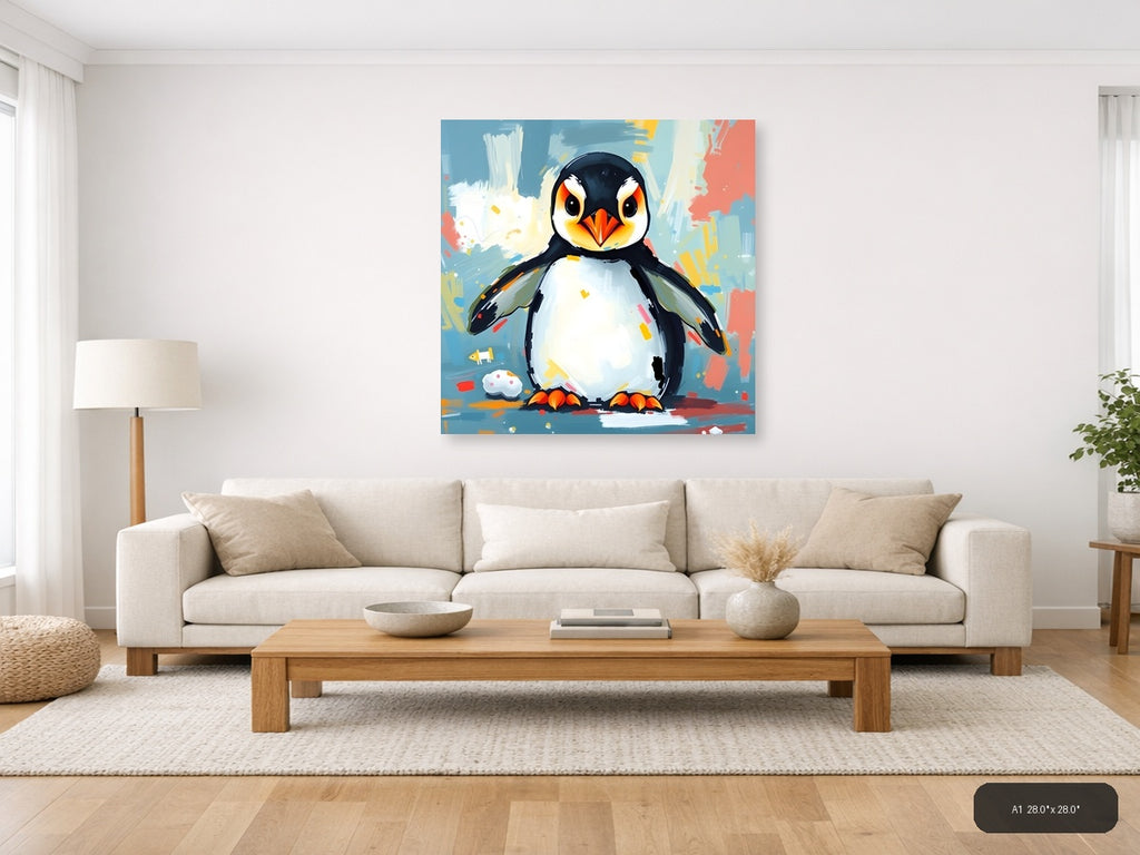 Colorful Abstract Penguin Modern Wall Art — A1 / Living Room