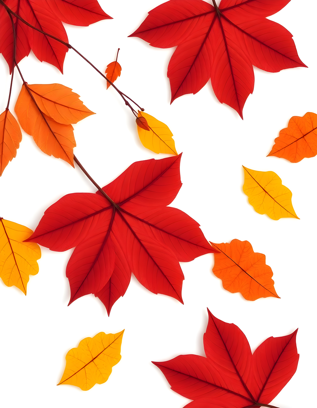 Minimalist Autumn Leaves Portrait Wall Art
