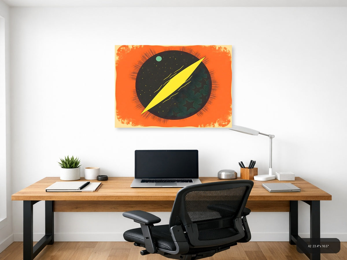 Vintage Cosmic Eye Lightning Bolt Wall Art — A2 / Office